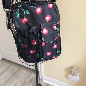 Parisun Wild Cherry Cluster Pop Bomb Fruit Red Cherries Travel Bag NWOT